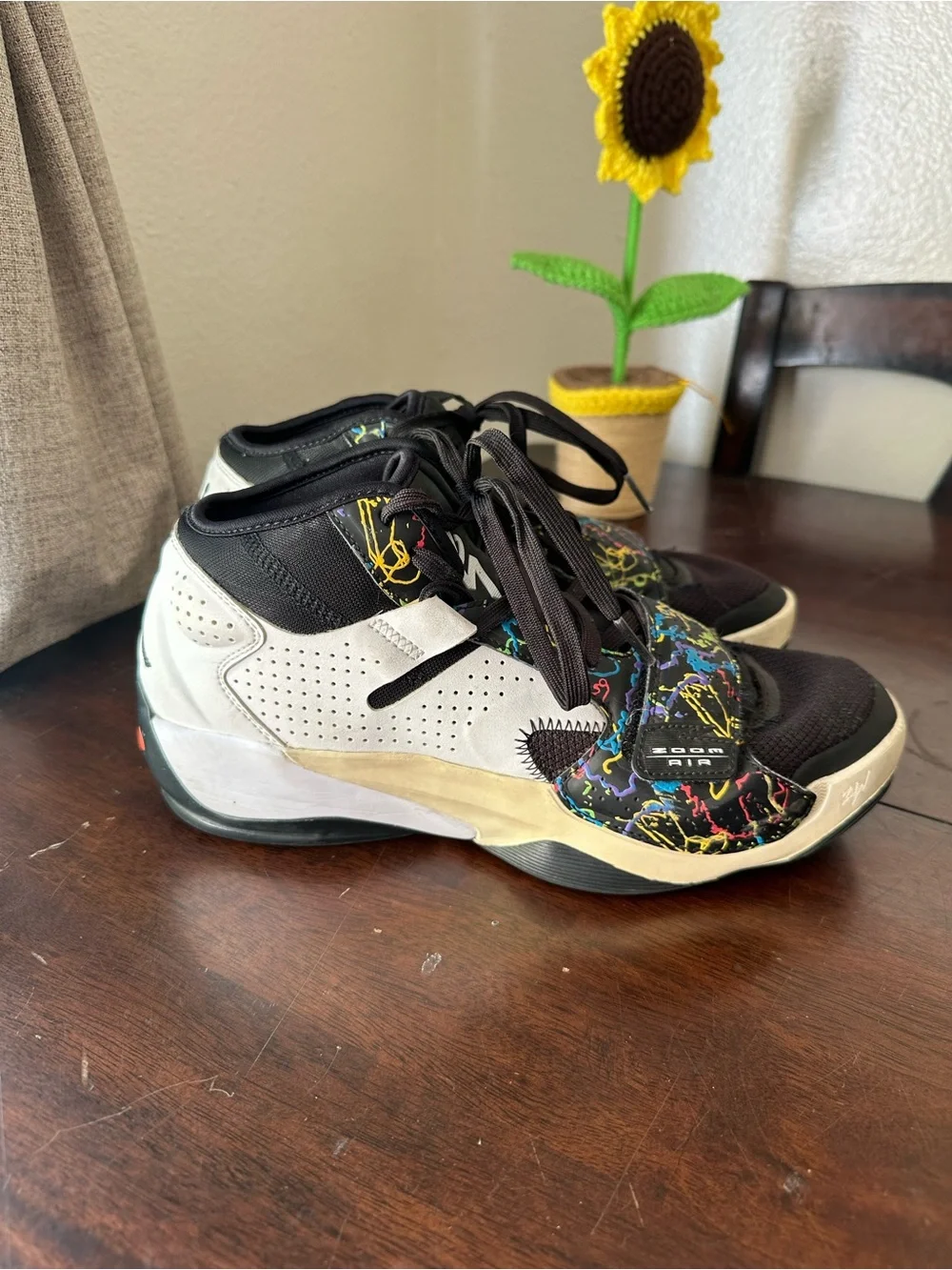 Jordan Black Sneakers with Neon Multicolor Splatter